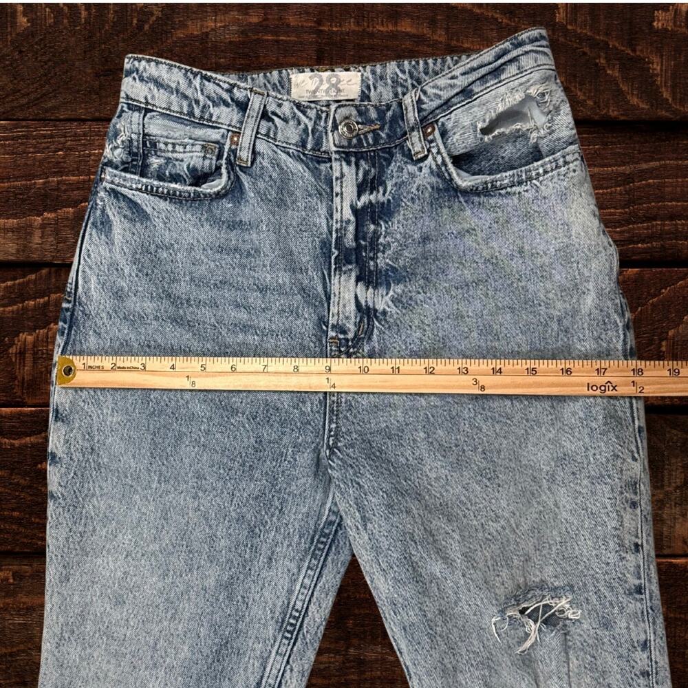 Free People My Own Lane High Rise Distressed Straight Leg Acid Wash Jeans 28 - Picture 12 of 14